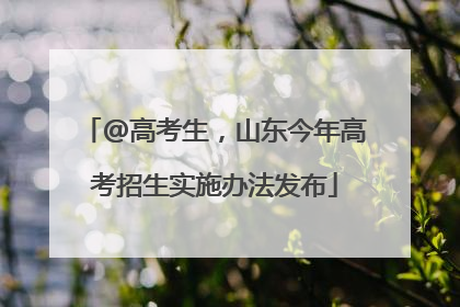 @高考生，山东今年高考招生实施办法发布